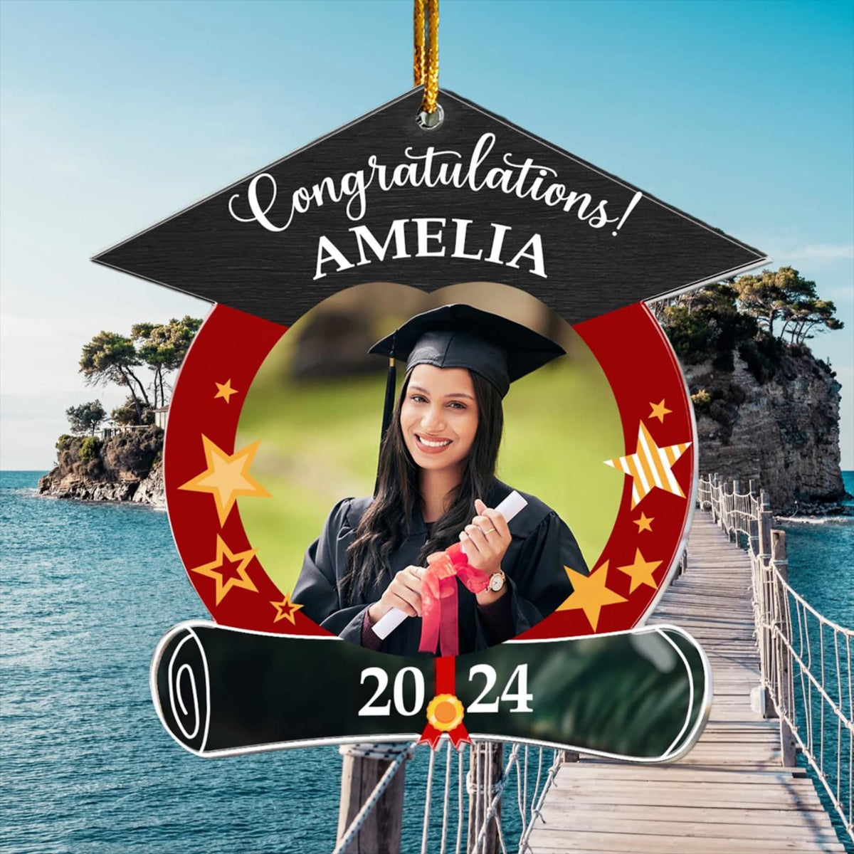 Personalized Graduation Photo Ornament, Custom Face Acrylic Ornament, 2025 College Graduation, School Graduation Ornament Gift, Grad Gift