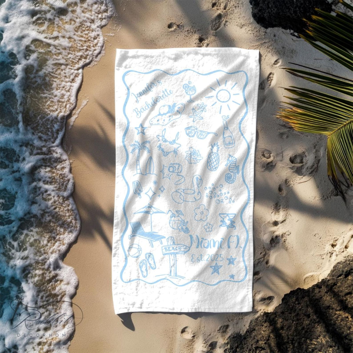 Personalized Bachelorette Beach Towel, Custom Location And Name Bachelorette Party Pool Towel, Bachelorette Trip Gift, Bride, Bridal Shower