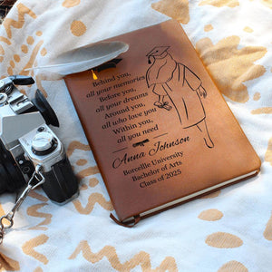 Personalized Graduation Gift Journal, Custom Name Notebook, Leather Journal, Graduate Gift Class of 2025, Grads Gifts for Her Gift for Him