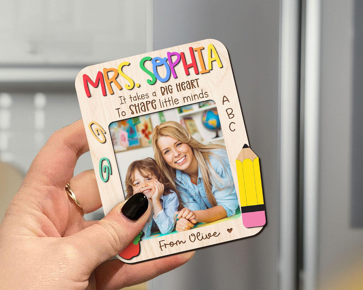 Personalized Teacher Name Fridge Magnet, Custom Photo Magnet, End Of Year Gift, Teacher Appreciation Gifts, Thank You Keepsake