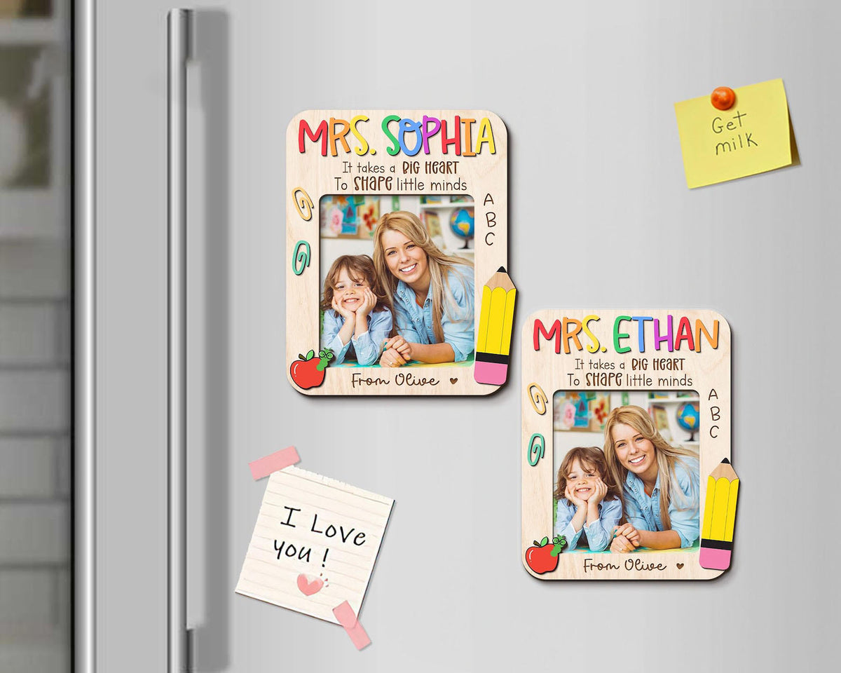 Personalized Teacher Name Fridge Magnet, Custom Photo Magnet, End Of Year Gift, Teacher Appreciation Gifts, Thank You Keepsake