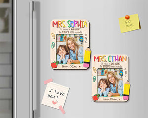 Personalized Teacher Name Fridge Magnet, Custom Photo Magnet, End Of Year Gift, Teacher Appreciation Gifts, Thank You Keepsake