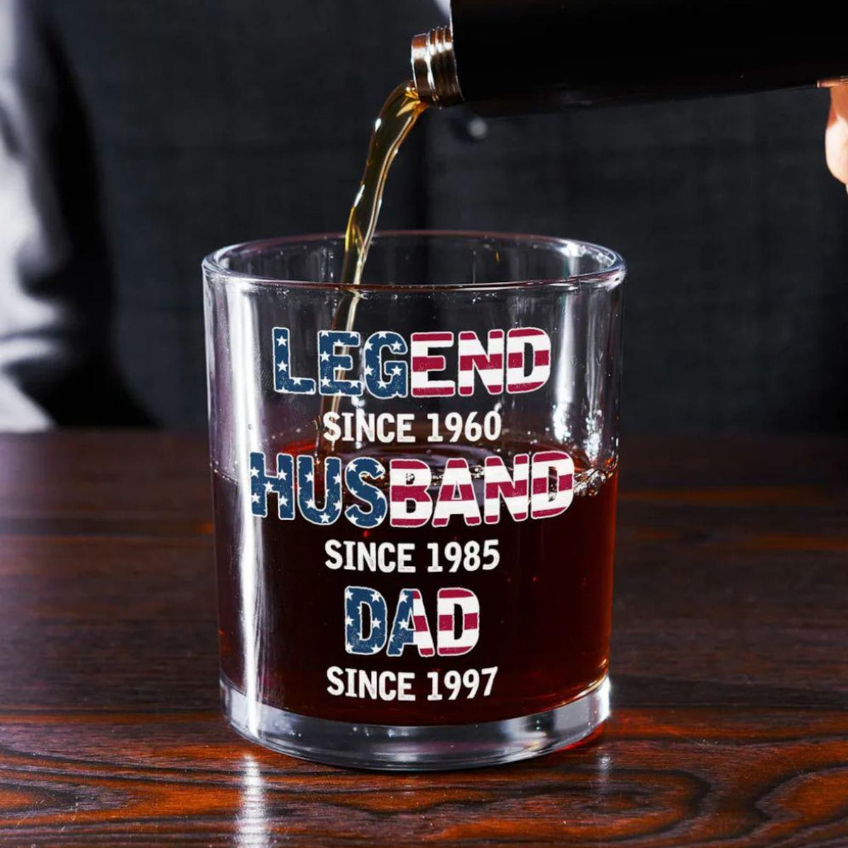 Custom Legend Husband Dad Whiskey Glass, Personalized Gift for Husband or Dad, Father's Day or Birthday Gift for Him