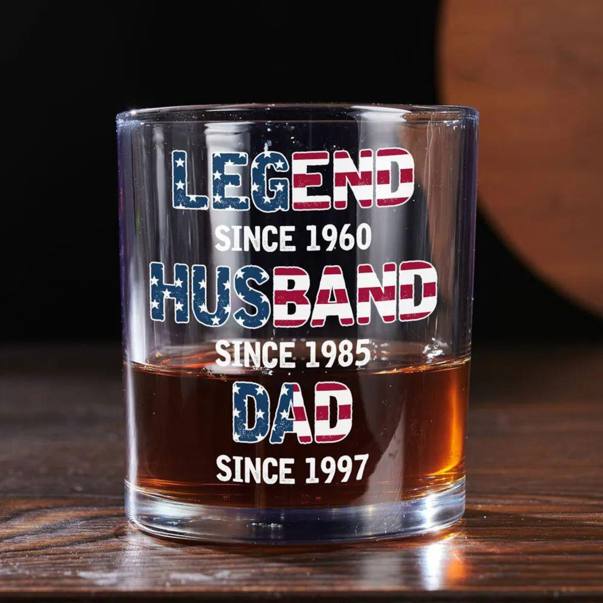 Custom Legend Husband Dad Whiskey Glass, Personalized Gift for Husband or Dad, Father's Day or Birthday Gift for Him