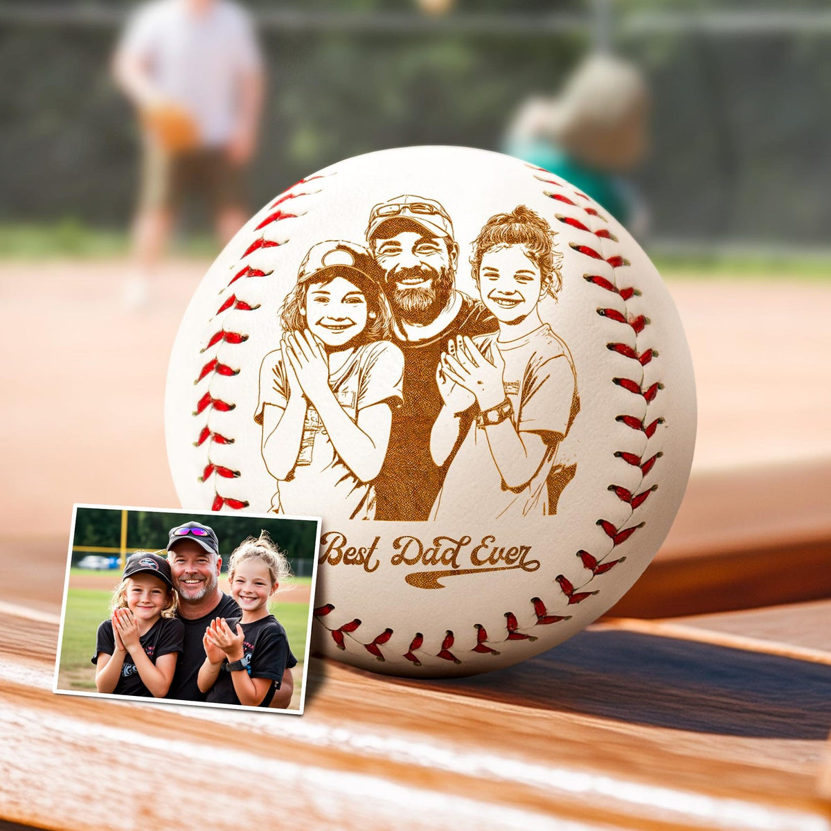 Personalized Father's Day Gift - Engraved Baseball with Photo, Custom Baseball Keepsake, Best Dad Ever, Personalized Photo engraved Baseball