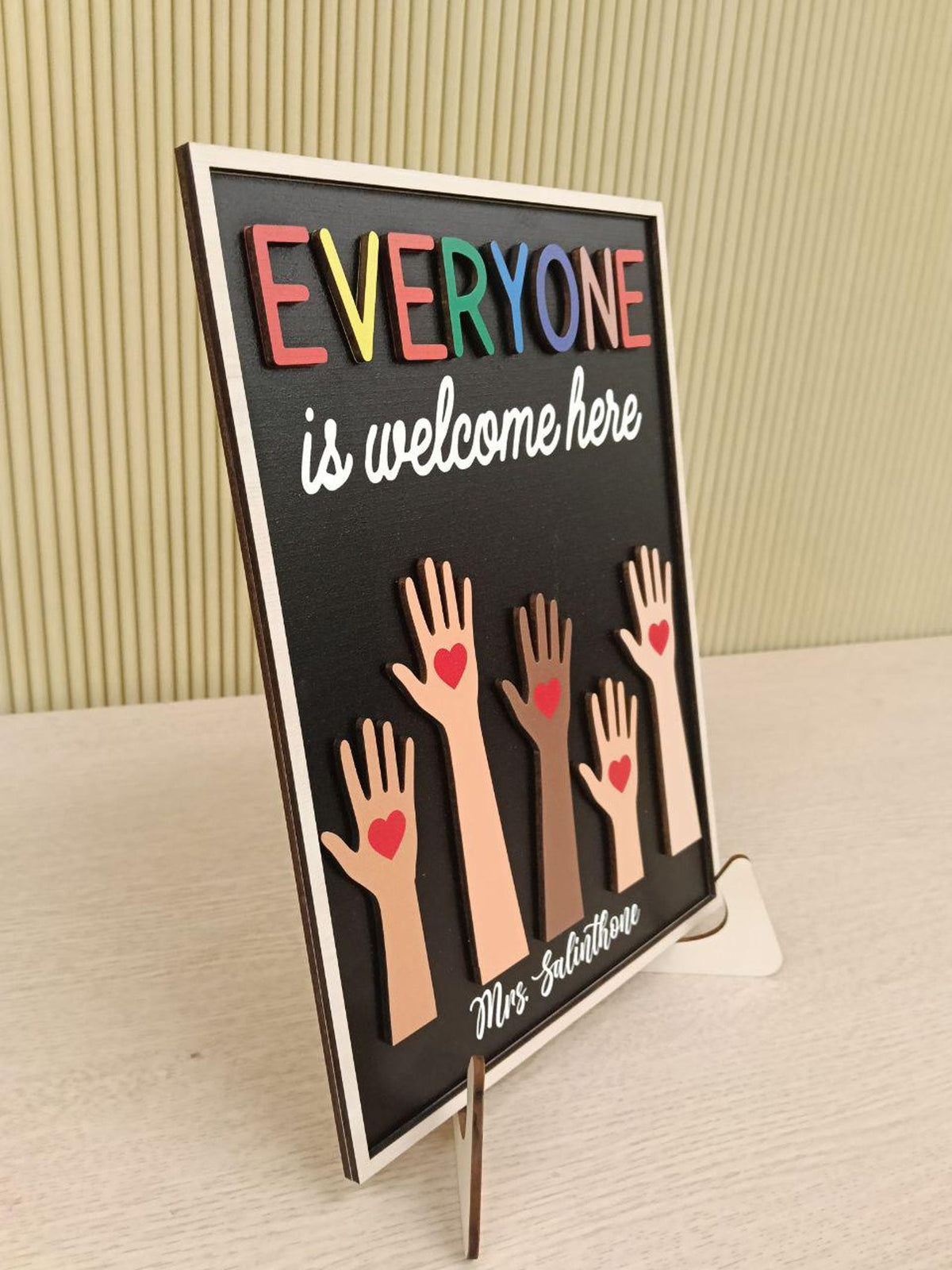 Everyone is Welcome Here Wooden Sign Inclusion And Equality, Protest And Resist Classroom Decor Gift for teacher