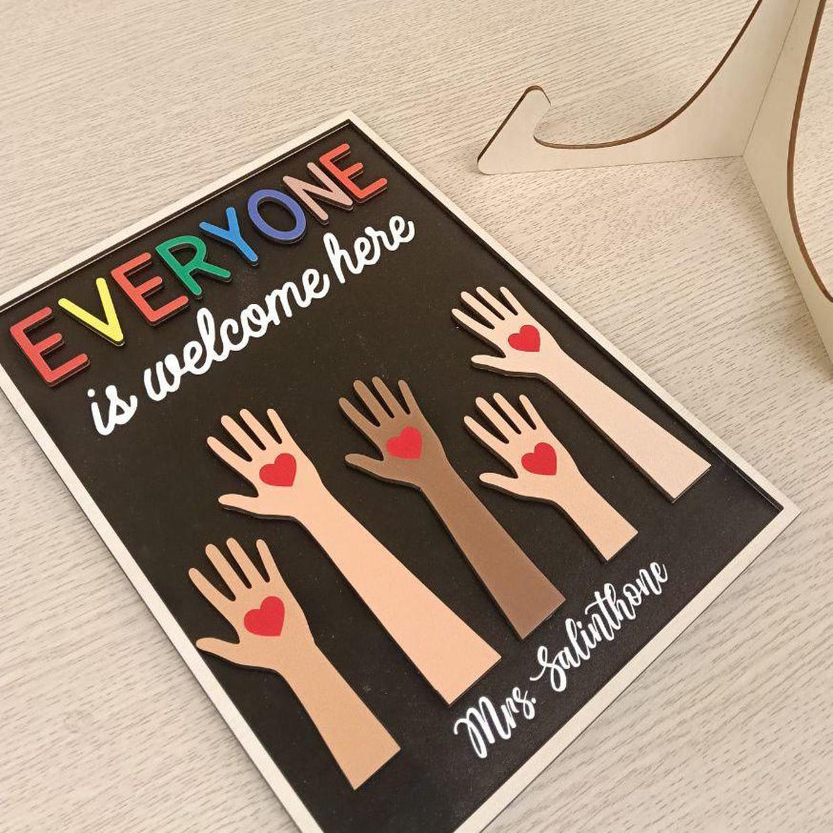 Everyone is Welcome Here Wooden Sign Inclusion And Equality, Protest And Resist Classroom Decor Gift for teacher