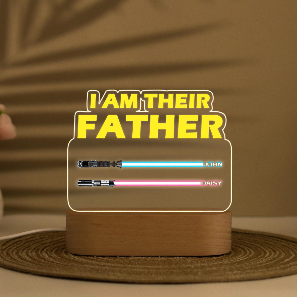 Custom I Am Their Father LED Night Light, Personalized Gift for Dad, Night Light with Kids Names, Gift for Father from Kids, Lightsaber Sign