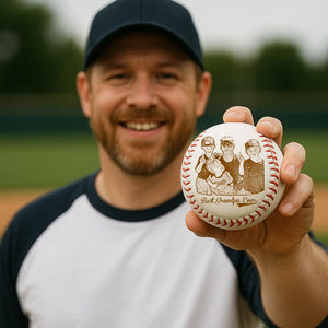 Personalized Fathers Day Gifts for Dad - Engrave Your Favorite Photo on Baseball Balls
