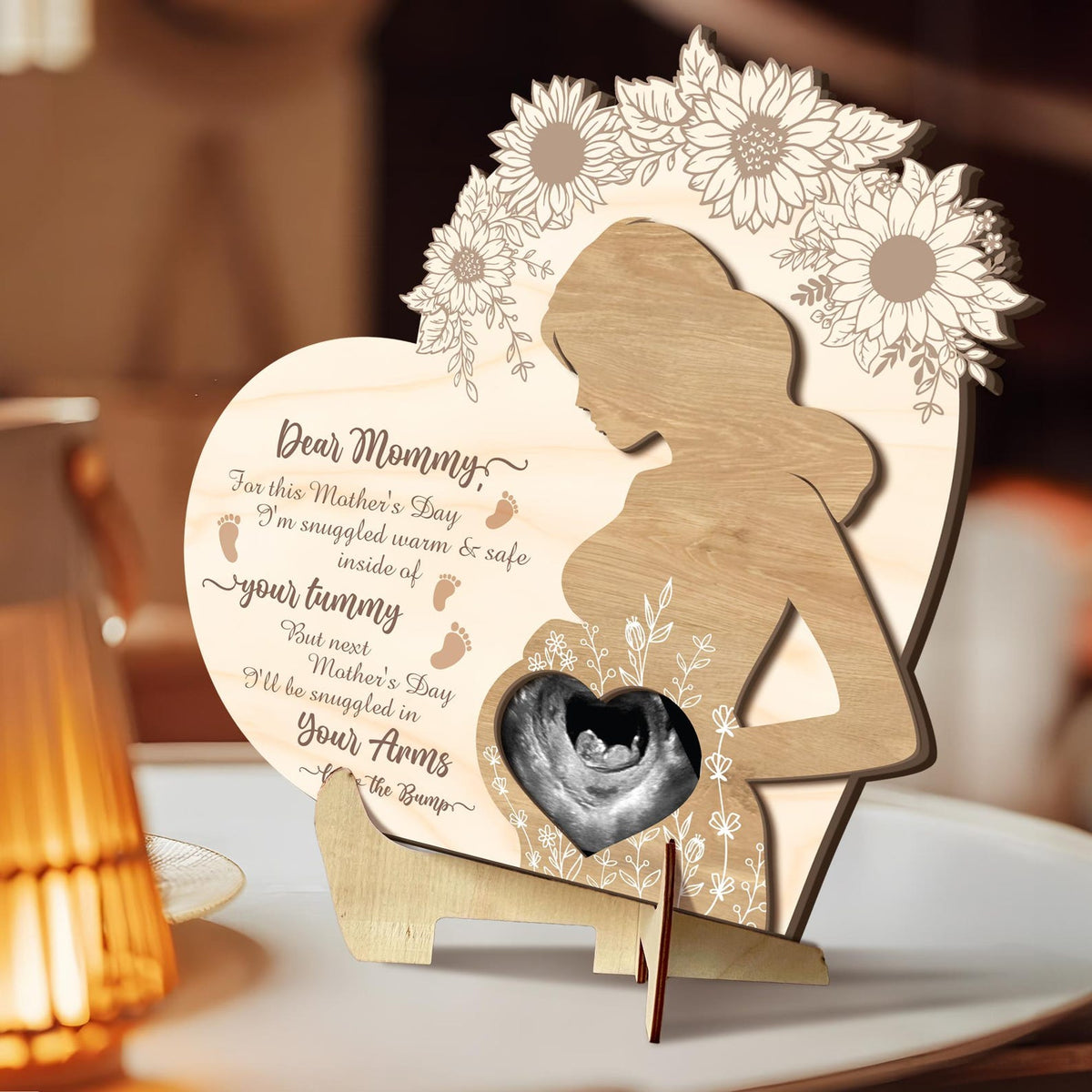 Personalized Baby Bump Ultrasound Photo Wooden Sign, Custom Gift for Mom-to-Be, Pregnancy Announcement, First Mother s Day Keepsake