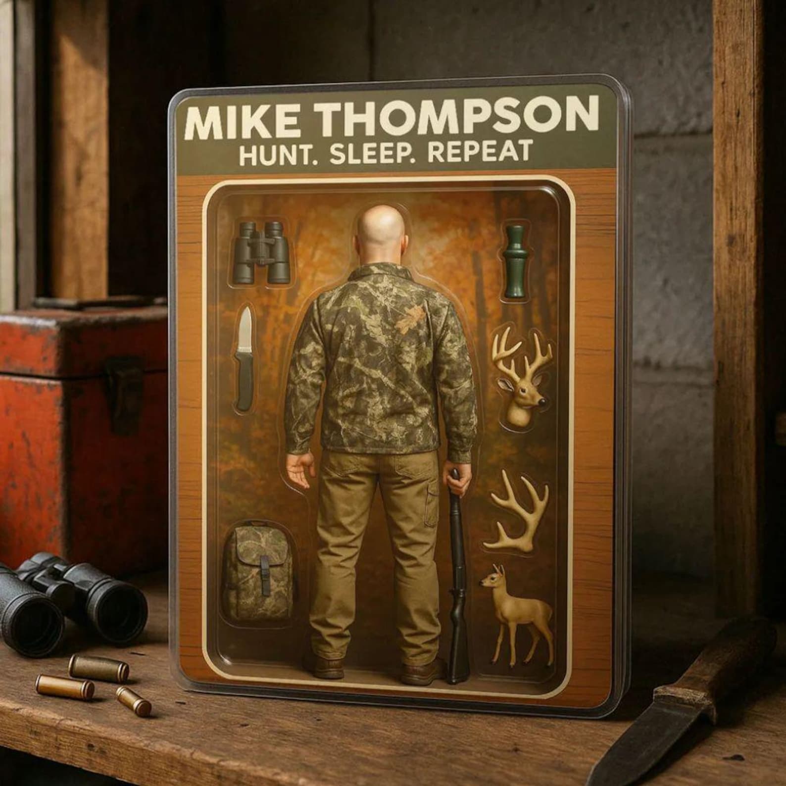 Custom Hunt Sleep Repeat Hunting Dad Gift, Personalized Acrylic Block Plaque, Personalized Father's Day Gift for Dad, Gifts for Husband