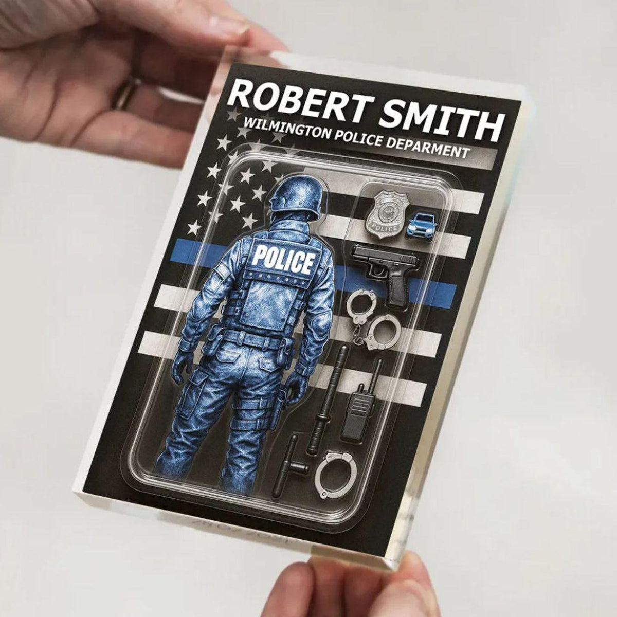 Custom Police Dad Action Figure Gift, Personalized 3d effect Acrylic Block Plaque, Personalized Father's Day Gift for Dad, Gifts for Husband