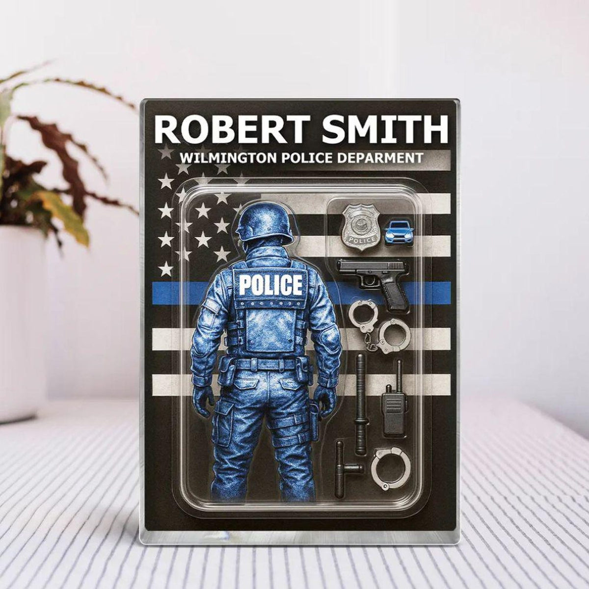 Custom Police Dad Action Figure Gift, Personalized 3d effect Acrylic Block Plaque, Personalized Father's Day Gift for Dad, Gifts for Husband