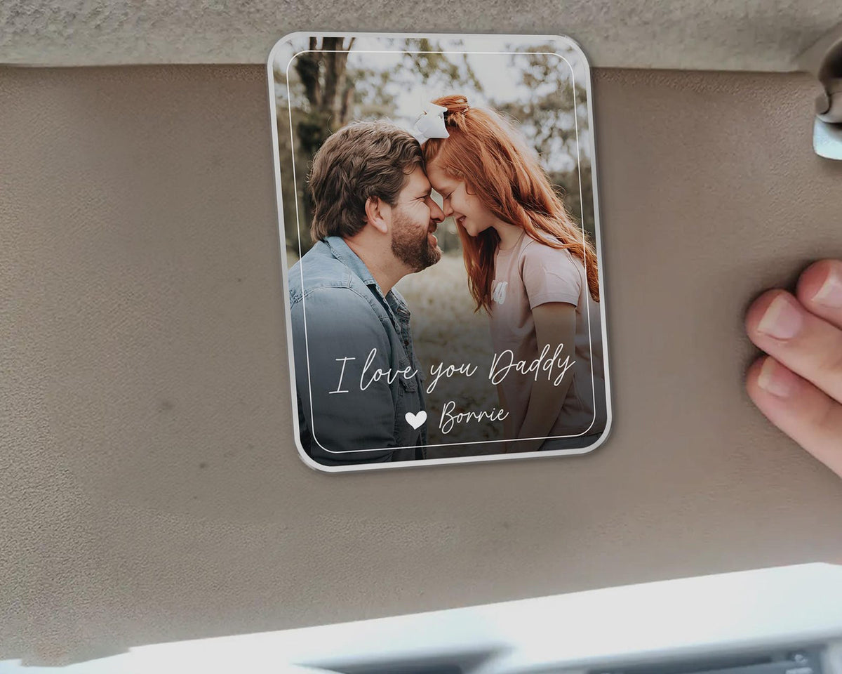 Custom Photo Car Visor Clip, Drive Safe Daddy Sun Visor Clip, Fathers Day Gift For Dad, Photo Frame Husband Gift, Grandpa Gift