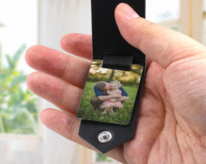 Personalized Photo Keychain For Dad, Custom Leather Keychain Gift For Daddy, Father's Day Gifts, New Dad Gift, Engraved Dad Keychain