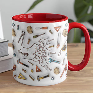 Personalized Dad First Bump 3D Inflated Effect Mug, Custom Kids Names Coffee Mug Father's Day Gift for Grandpa, Custom Tea Mug Gift for Papa