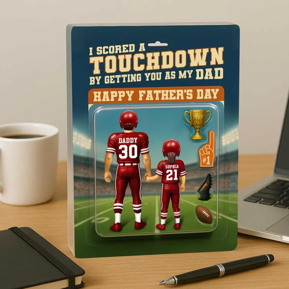 Custom Figure Acrylic Block Plaque, Birthday, Father's Day Gift For American Football Dad Grandpa Husband, Football Player, Football Lover