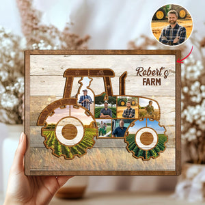 Personalized Tractor Dad Wooden Plaque, Custom Photo On Wood Sign, Farm Tractor Sign, Farmer Sign, Father's Day Gift for Dad, Farmer Gifts