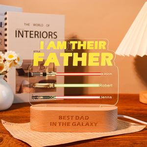 Custom I Am Their Father LED Night Light, Personalized Gift for Dad, Night Light with Kids Names, Gift for Father from Kids, Lightsaber Sign