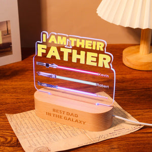 Custom I Am Their Father LED Night Light, Personalized Gift for Dad, Night Light with Kids Names, Gift for Father from Kids, Lightsaber Sign