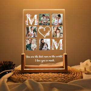 Peronalized Photo Night Light, Photo Collage LED Light, Mother Gifts, Birthday Gift for Mom, Picture Plaque Gift from Daughter, Home Decor