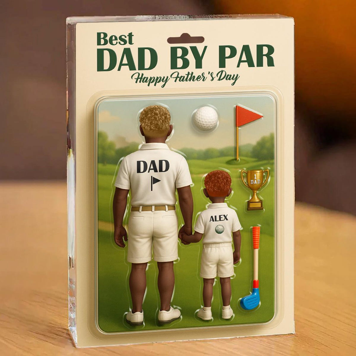 Best Dad By Far Golf Custom Figure Personalized Acrylic Block Plaque, Father's Day Gift for Dad, Gift for Husband, Grandpa, 3d effect Plaque