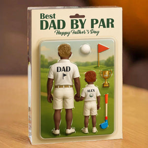 Best Dad By Far Golf Custom Figure Personalized Acrylic Block Plaque, Father's Day Gift for Dad, Gift for Husband, Grandpa, 3d effect Plaque