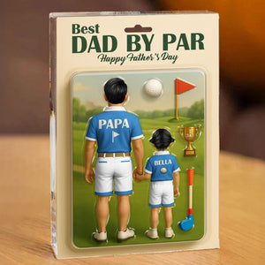 Best Dad By Far Golf Custom Figure Personalized Acrylic Block Plaque, Father's Day Gift for Dad, Gift for Husband, Grandpa, 3d effect Plaque