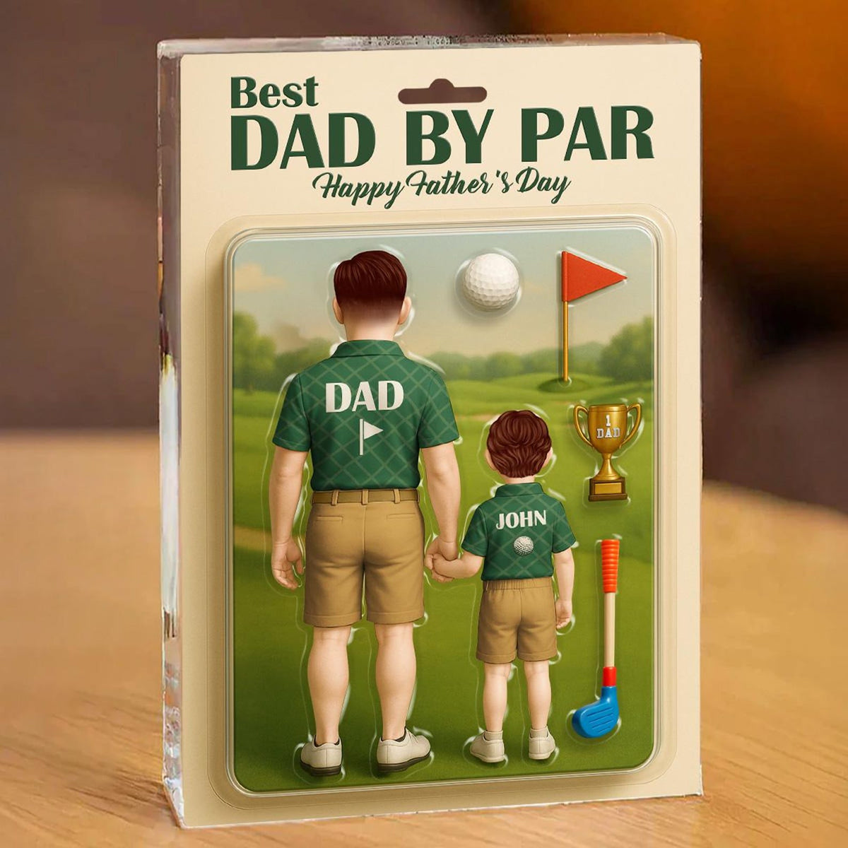 Best Dad By Far Golf Custom Figure Personalized Acrylic Block Plaque, Father's Day Gift for Dad, Gift for Husband, Grandpa, 3d effect Plaque
