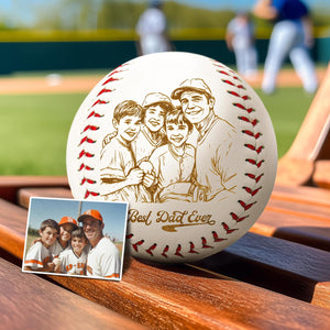 Personalized Father's Day Gift - Engraved Baseball with Photo, Custom Baseball Keepsake, Best Dad Ever, Personalized Photo engraved Baseball