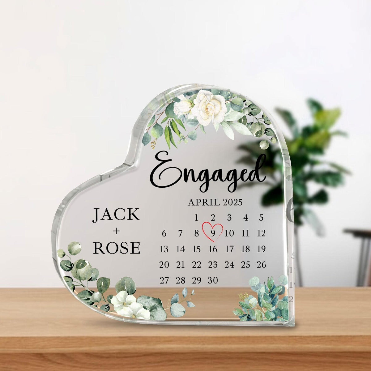 Personalized Engagement Gift Acrylic, Engaged Calendar Acrylic Plaque, Engagement Gift for Couple, Engagement Keepsake Gift, Engaged Gift