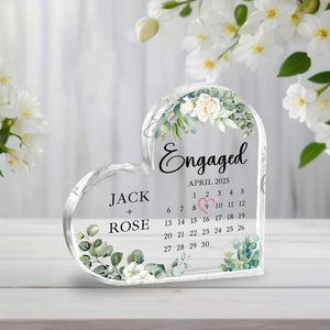 Personalized Engagement Gift Acrylic, Engaged Calendar Acrylic Plaque, Engagement Gift for Couple, Engagement Keepsake Gift, Engaged Gift