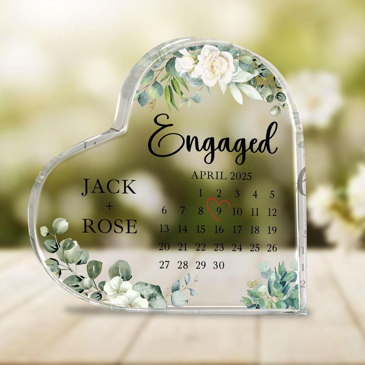 Personalized Engagement Gift Acrylic, Engaged Calendar Acrylic Plaque, Engagement Gift for Couple, Engagement Keepsake Gift, Engaged Gift