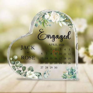Personalized Engagement Gift Acrylic, Engaged Calendar Acrylic Plaque, Engagement Gift for Couple, Engagement Keepsake Gift, Engaged Gift