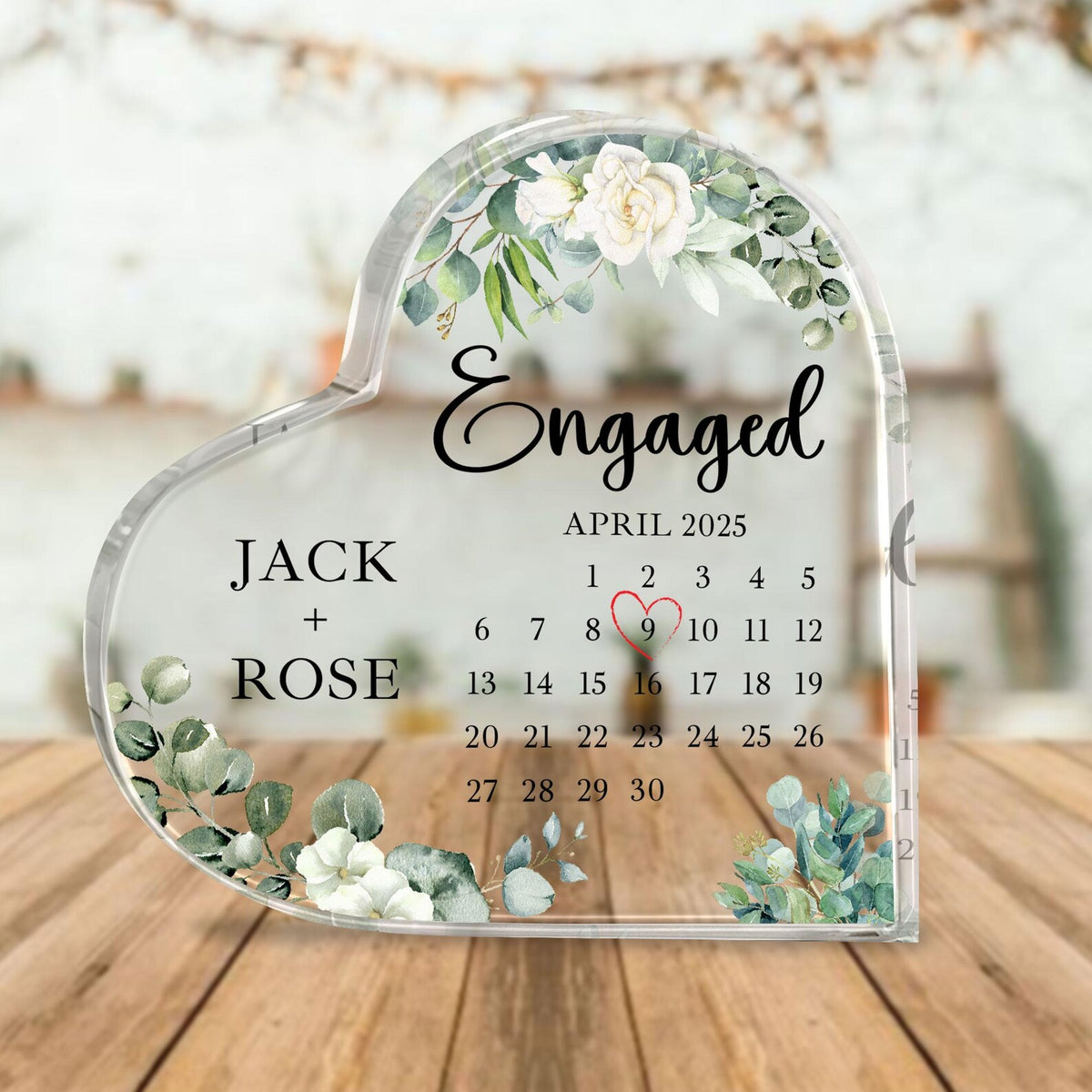 Personalized Engagement Gift Acrylic, Engaged Calendar Acrylic Plaque, Engagement Gift for Couple, Engagement Keepsake Gift, Engaged Gift