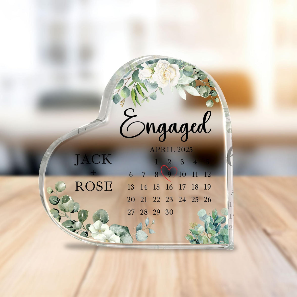 Personalized Engagement Gift Acrylic, Engaged Calendar Acrylic Plaque, Engagement Gift for Couple, Engagement Keepsake Gift, Engaged Gift