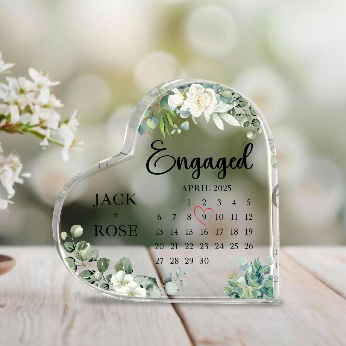 Personalized Engagement Gift Acrylic, Engaged Calendar Acrylic Plaque, Engagement Gift for Couple, Engagement Keepsake Gift, Engaged Gift
