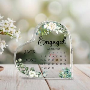 Personalized Engagement Gift Acrylic, Engaged Calendar Acrylic Plaque, Engagement Gift for Couple, Engagement Keepsake Gift, Engaged Gift