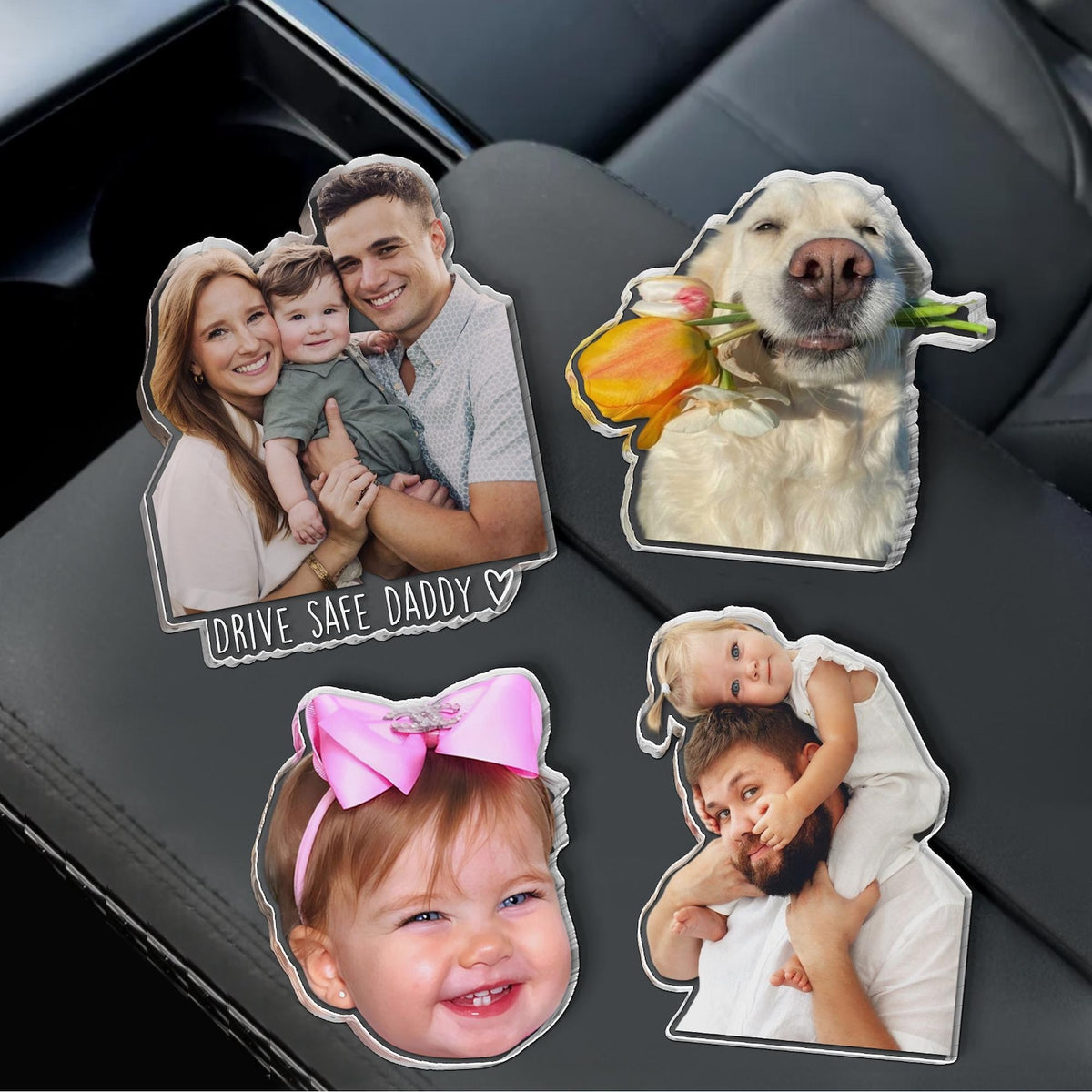 Personalized 1st Father's Day Gift For Dad, Custom Photo Car Visor Clip, Baby Photo Car Sun Visor Clip, Drive Safe Daddy, Gift For Husband