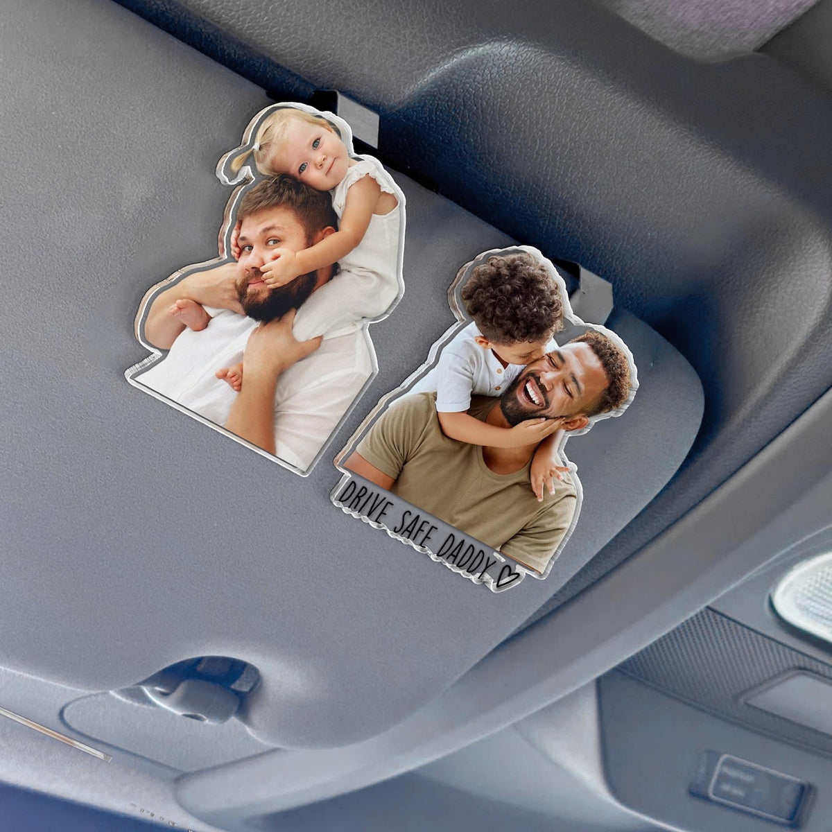 Personalized 1st Father's Day Gift For Dad, Custom Photo Car Visor Clip, Baby Photo Car Sun Visor Clip, Drive Safe Daddy, Gift For Husband