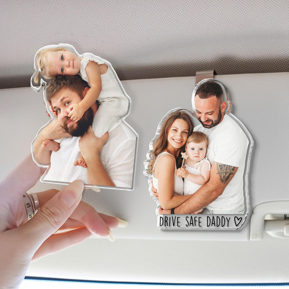 Personalized 1st Father's Day Gift For Dad, Custom Photo Car Visor Clip, Baby Photo Car Sun Visor Clip, Drive Safe Daddy, Gift For Husband