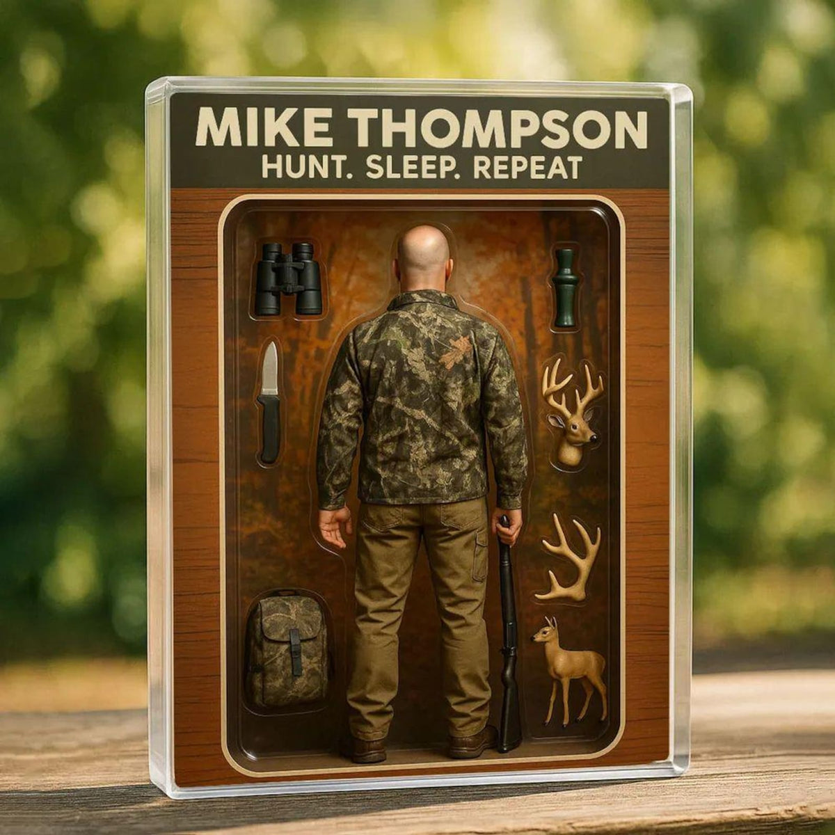 Custom Hunt Sleep Repeat Hunting Dad Gift, Personalized Acrylic Block Plaque, Personalized Father's Day Gift for Dad, Gifts for Husband