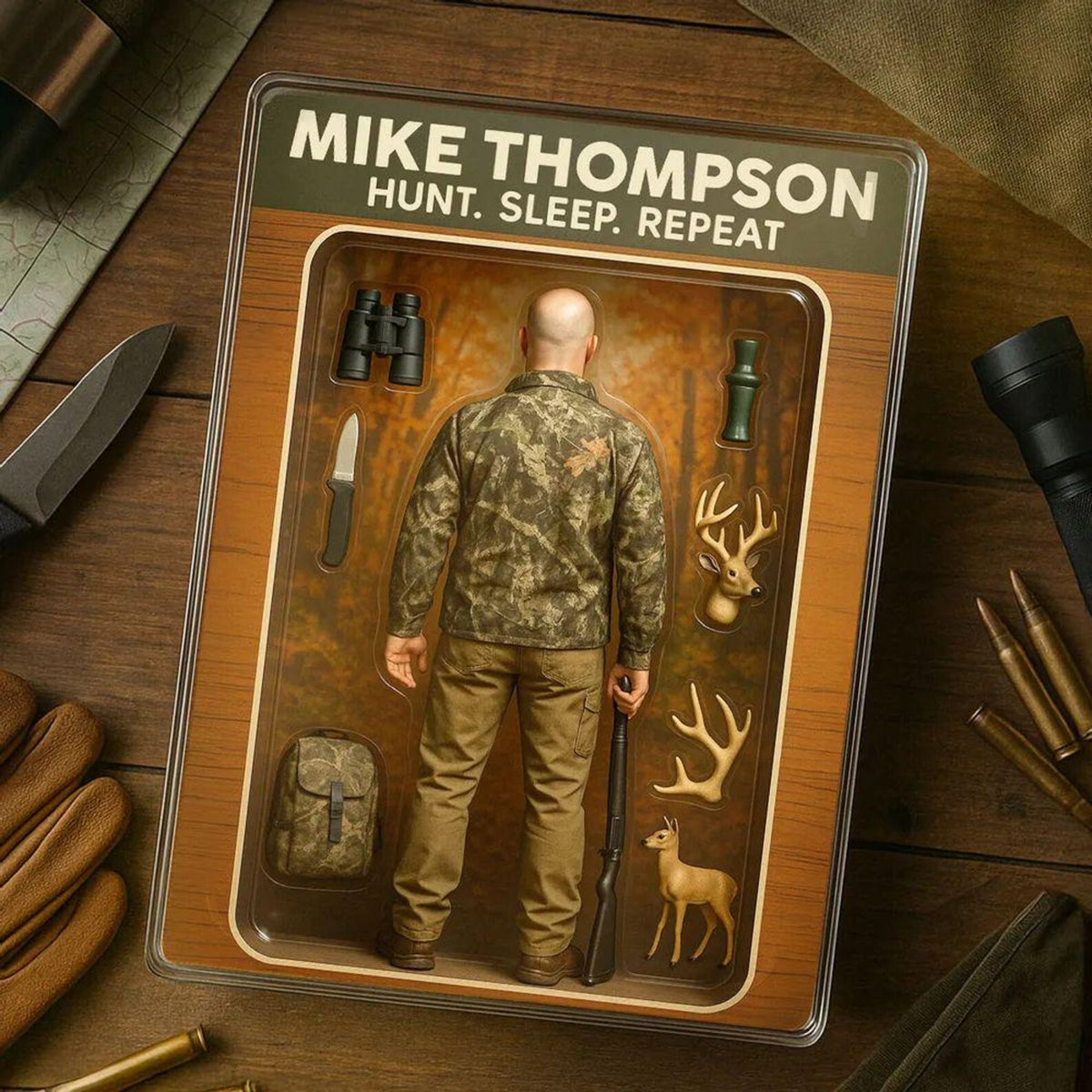 Custom Hunt Sleep Repeat Hunting Dad Gift, Personalized Acrylic Block Plaque, Personalized Father's Day Gift for Dad, Gifts for Husband