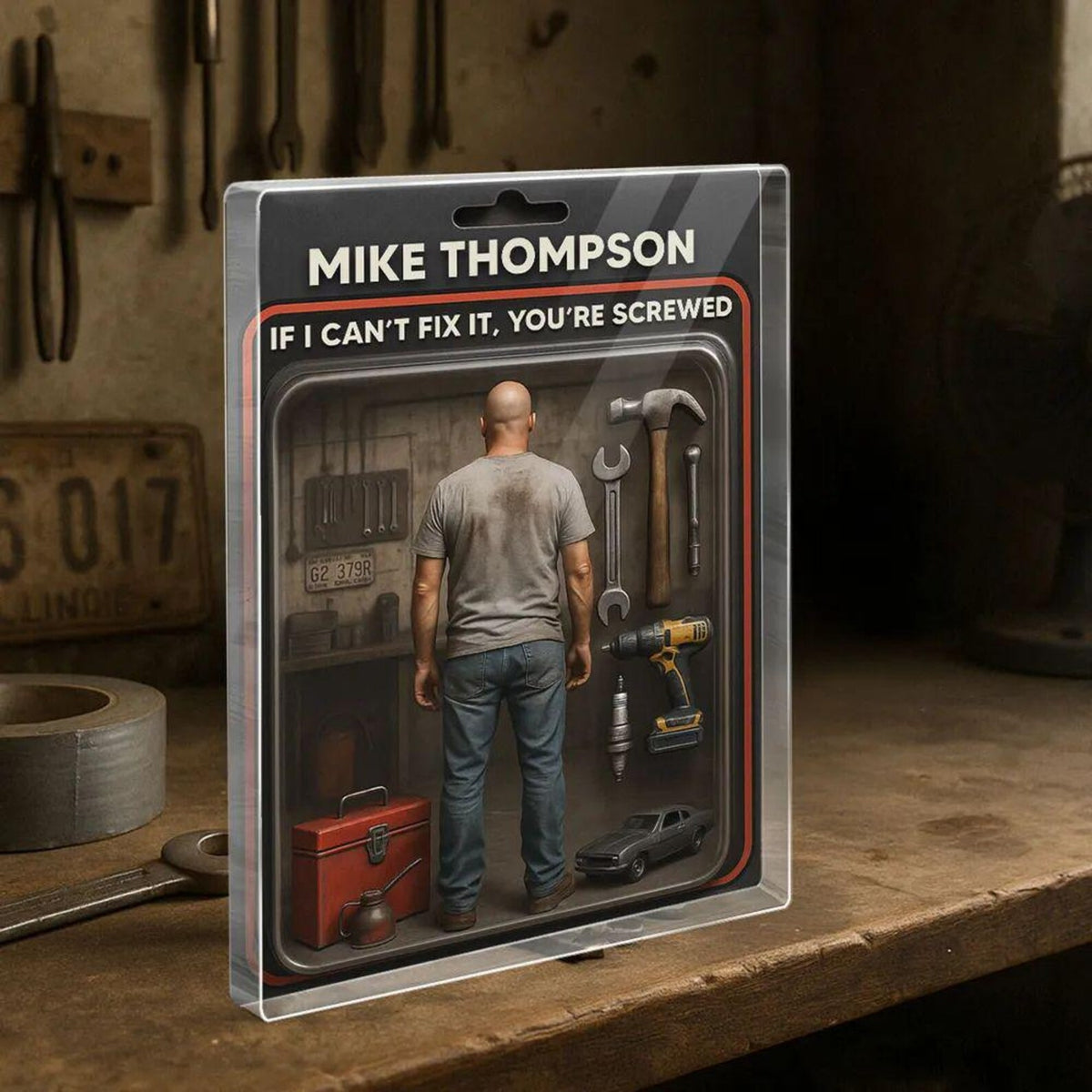 Custom Mechanic Dad Grandpa Gift, Personalized Dad Acrylic Block Plaque, Personalized Father's Day Gift for Dad, Gifts for Mechanic Husband, 3d effect