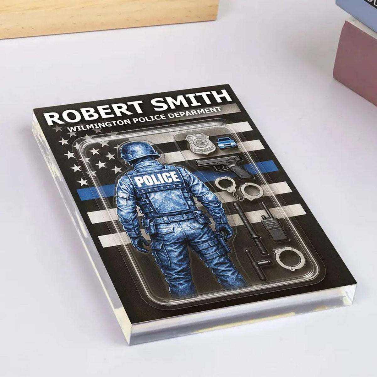 Custom Police Dad Action Figure Gift, Personalized 3d effect Acrylic Block Plaque, Personalized Father's Day Gift for Dad, Gifts for Husband
