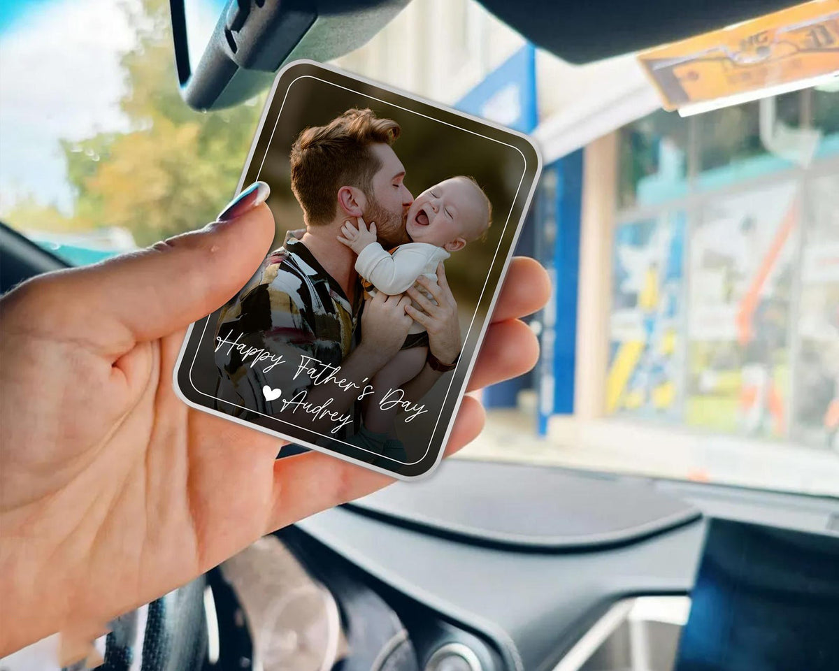 Custom Photo Car Visor Clip, Drive Safe Daddy Sun Visor Clip, Fathers Day Gift For Dad, Photo Frame Husband Gift, Grandpa Gift