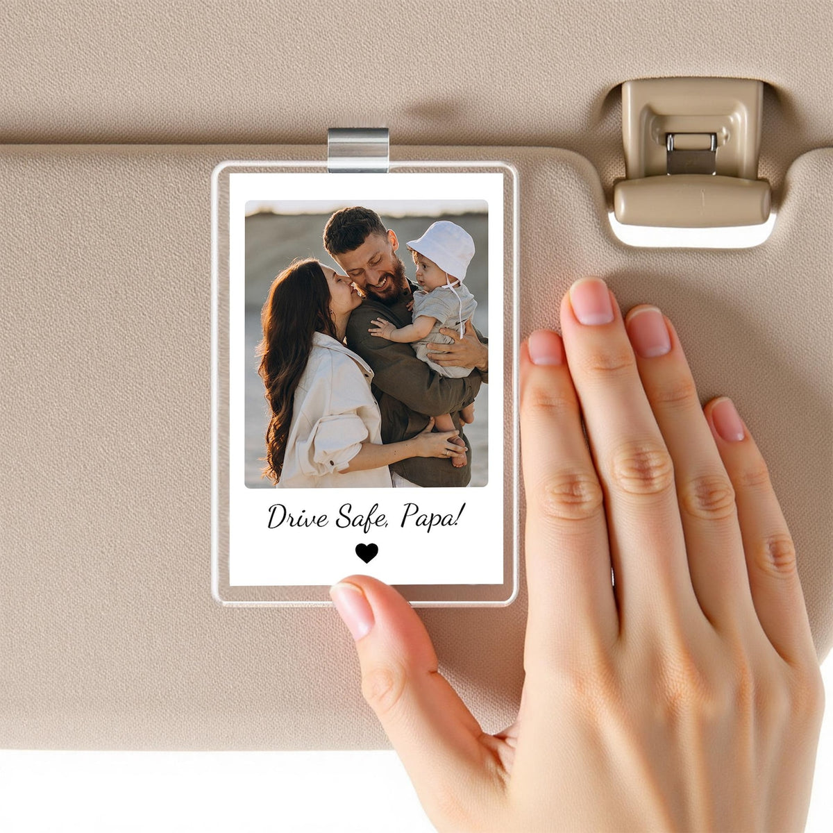 Custom Fathers Day Gift For Dad Photo Car Visor Clip, Drive Safe Daddy, Husband Gift Drive Safe Sun Visor Clip, Acrylic Car Accessories