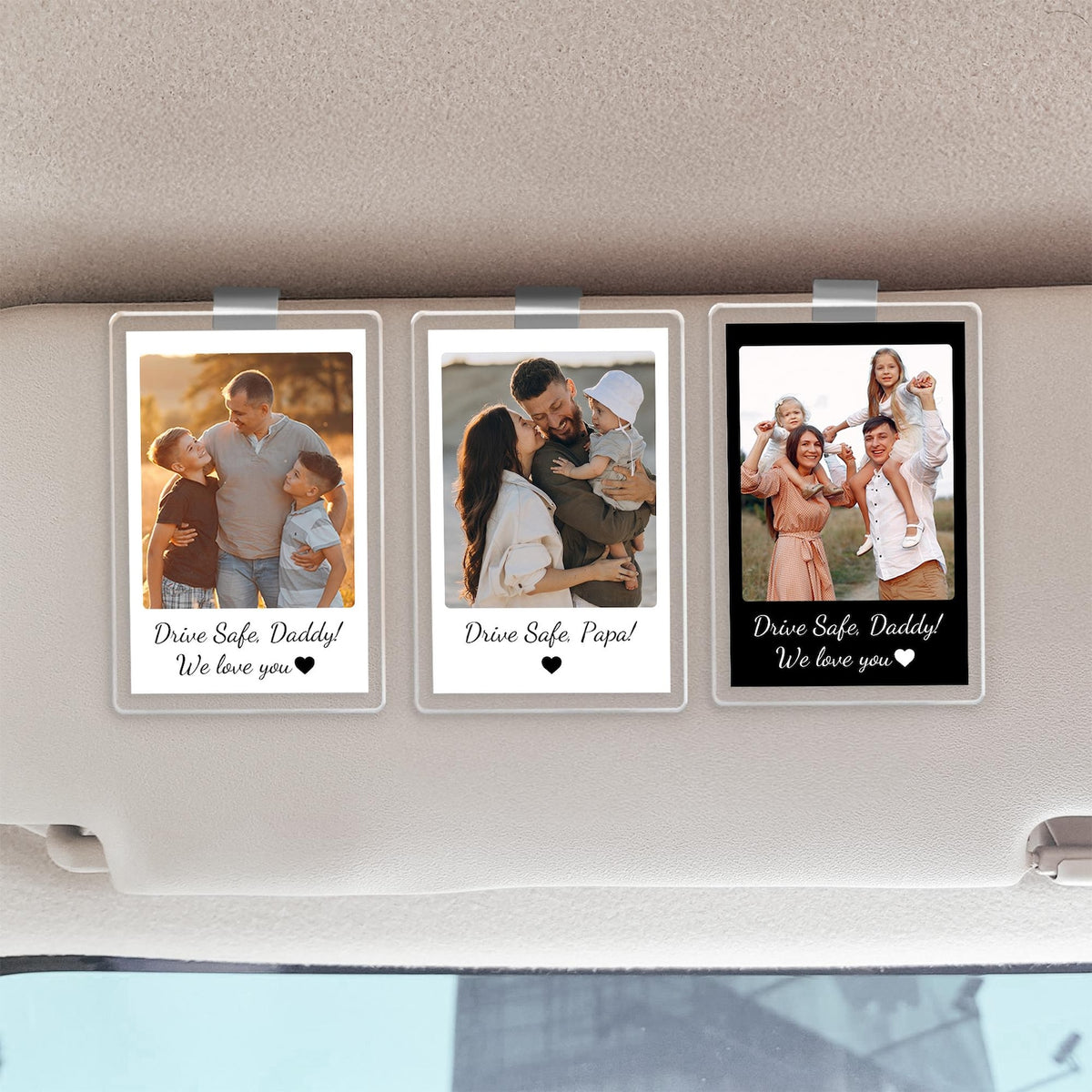 Custom Fathers Day Gift For Dad Photo Car Visor Clip, Drive Safe Daddy, Husband Gift Drive Safe Sun Visor Clip, Acrylic Car Accessories