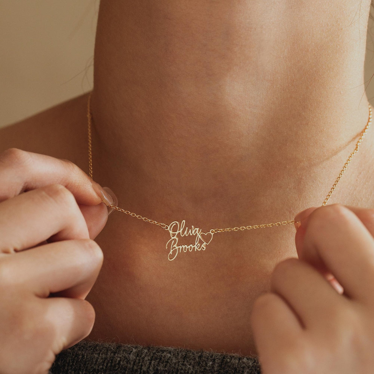 Personalized Double Names Necklace with Heart, Children Names Necklace, Name Necklace, Mom Necklace, Anniversary Gift for Wife, Mothers Gift