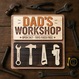 Personalized Dad's Workshop Wooden Sign, Custom Garage Sign, Custom Grandpa's Workshop, Toys Fixed Free Sign, Gift for Grandpa, Gift For Dad